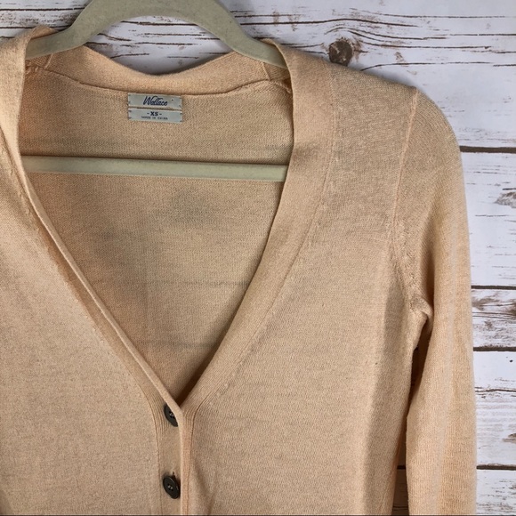 Wallace cream linen blend button up vneck cardigan - Picture 3 of 8